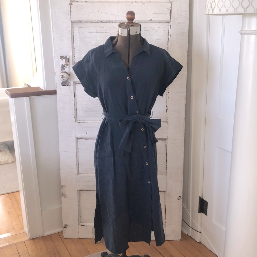 Zara Basic Mid-Line Navy Dress